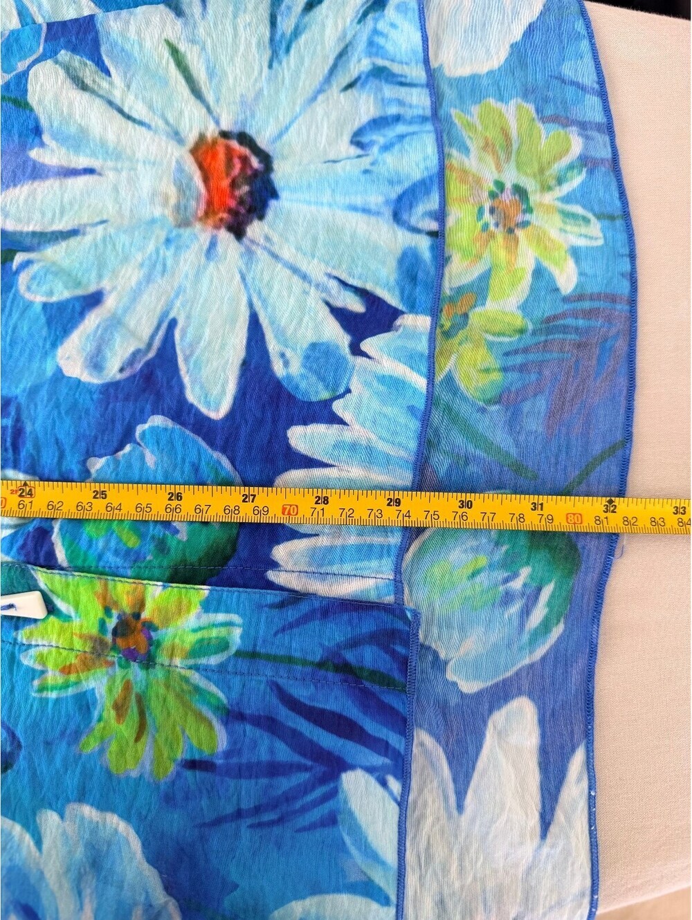 Ali Miles Blue Floral Button Front Blouse XL Lightweight Rayon Butterfly Print - Picture 6 of 7
